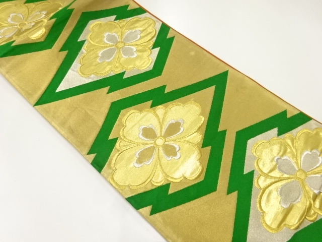 アンティーク　松皮菱に花模様織出し袋帯（材料）